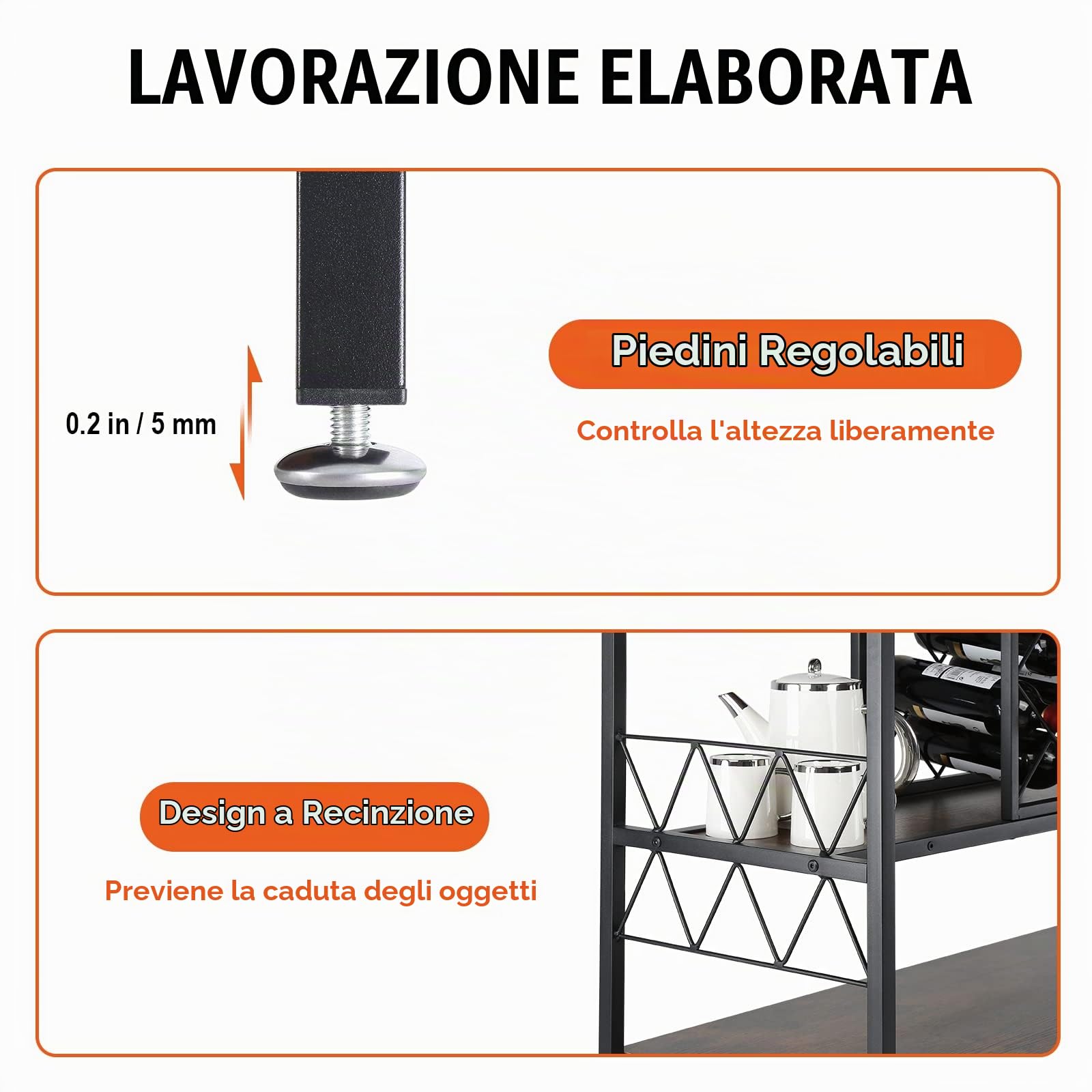 VEVOR Mobile Bar Industriale da 40 Pollici, Tavolo da Vino per Liquori e Bicchieri, Porta Bicchieri e Portabottiglie, Mobile da Bar Indipendente in Legno Casa