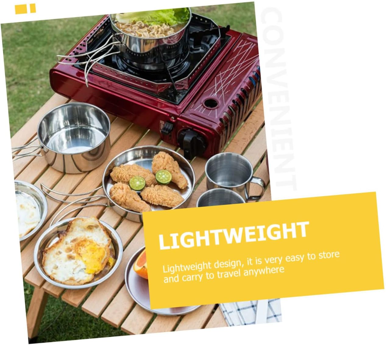 Stainless Steel Camping Kitchenware -in-one Portable Cookware Kit Easy to Store Carry for Camping Hiking and Outdoor Adventures