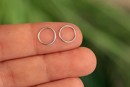 Miniatura 105 de Gold Hoop Earrings Silver Hoop Earrings - Hoop Earrings For Women Two Pcs Of Thin Gold Filled Sterling Silver Hoops, Helix Hoop, Tragus Ring