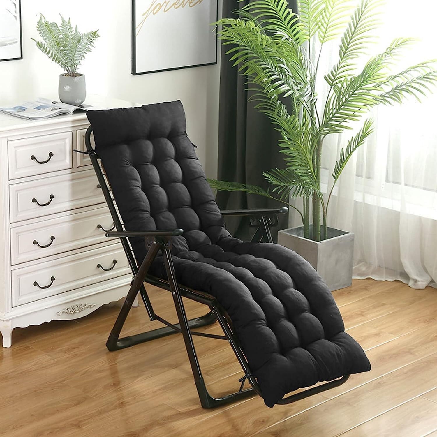 Yuly Tuin Patio Ligstoel Kussens Dikke Gewatteerde Hoge Achterbank Pads Sun Lounge Kussen Stoel Matras Indoor Outdoor Relaxer Zacht Kussen 155 * 48 * 8cm-Style1