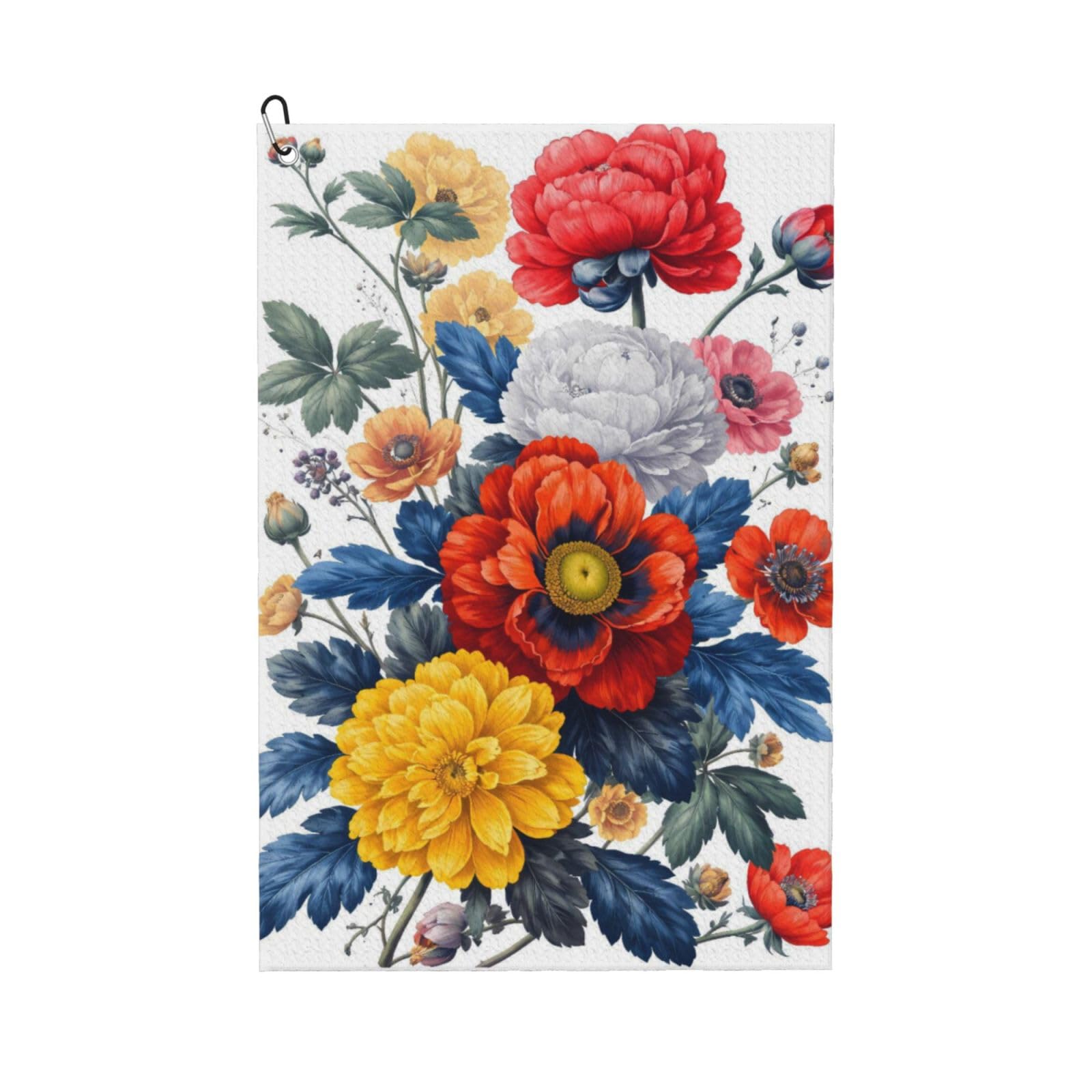 Oudrspo Vintage Realistic Colorful Floral Multi-Functional Golf Towel | Absorbent Quick Drying 16x24in