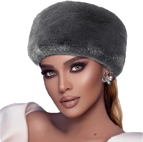 Miniatura 2 de Sombrero ruso de pelo sintético esponjoso para hombres, mujeres y ancianos, sombrero clásico de invierno cosaco grueso, resistente al viento,