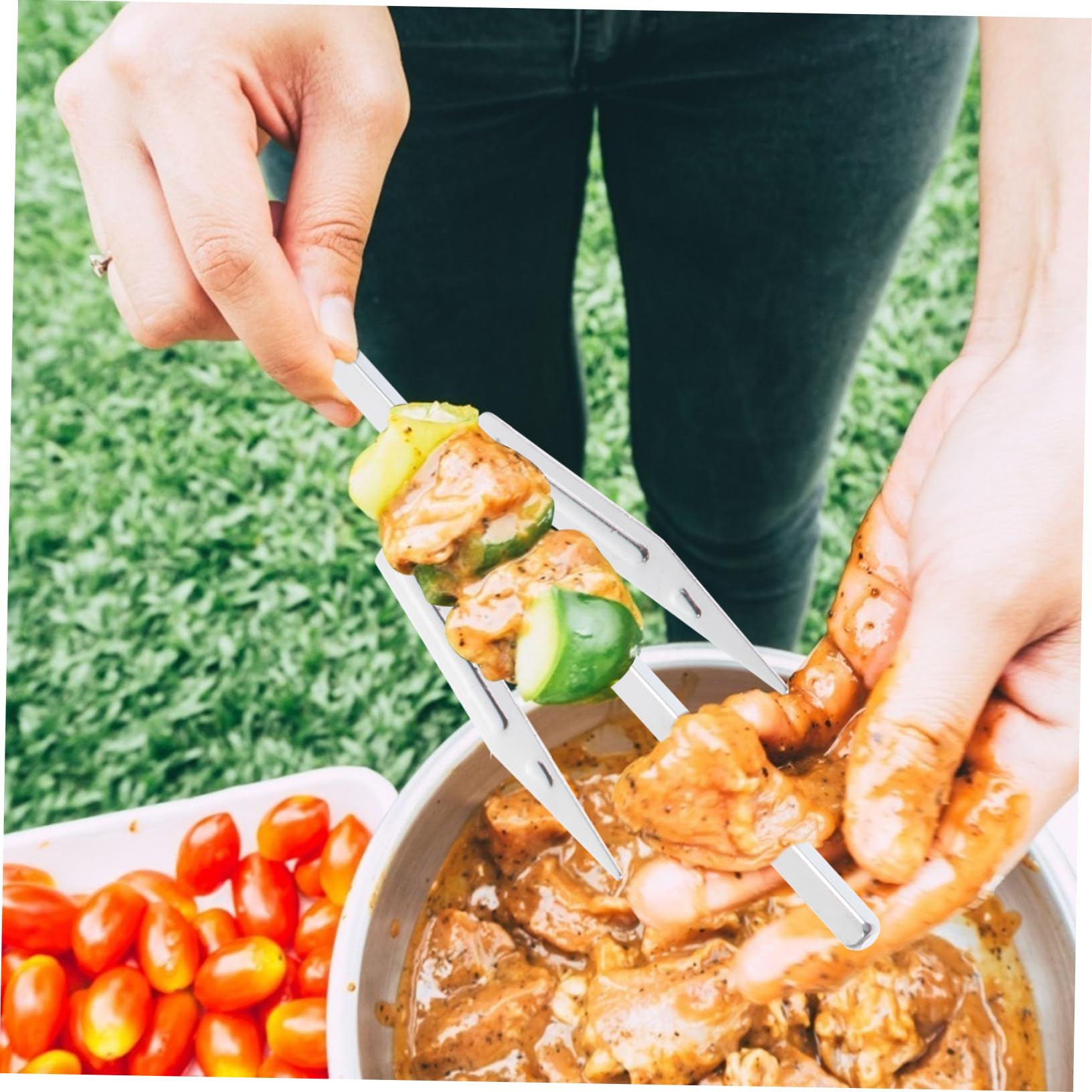 MAGICLULU 2pezzi Forchetta Grill Rotante Professionale Acciaio Inossidabile Per Bbq e Arrosti Utensile Da Cucina Pratico e Facile Da Usare Per e Pollame Per Ristoranti e Uso Domestico