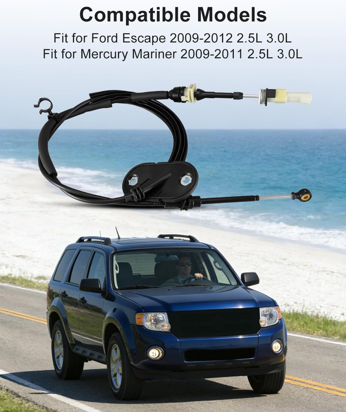 AL8Z7E395A Automatic Transmission Gear Shifter Cable Fit for Ford Escape Limited XLS XLT 2.5L 2009-2012 Fit for Mercury Mariner A/T 2009-2011 Replace AL8P7E395AA, Shifter Control Lever Linkage