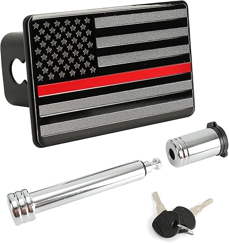 Winunite Cubierta de enganche de remolque roja con pasador de bloqueo para receptores traseros de remolque de 2 pulgadas para autos, camiones, SUV