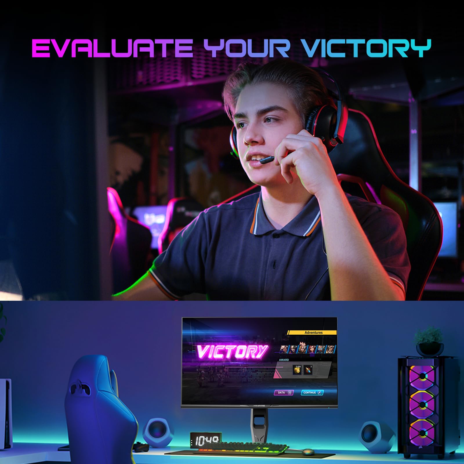 Minifire 27 pollici WQHD 240Hz Gaming Monitor 1440P-1ms AMD FreeSync 丨DCI-P3 98% 丨Fast IPS丨Loudspeaker丨HDR10 丨2×DP1.4丨2×HDMI丨Height adjustable vertical/horizontal rotatable Gaming PC Monitor