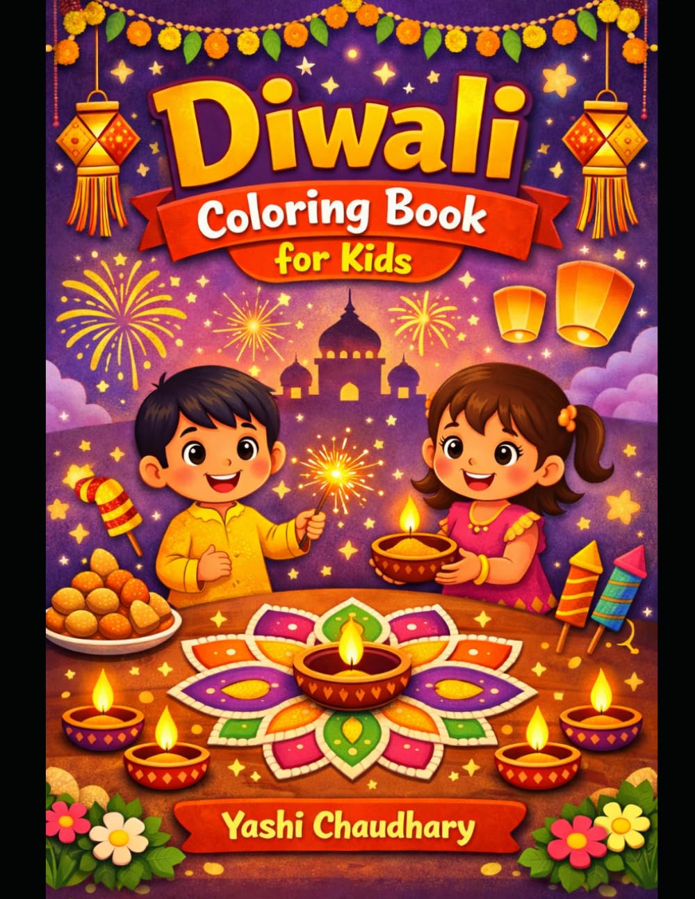 Diwali Coloring Book for Kids: Diwali Objects and Festival Illustrations