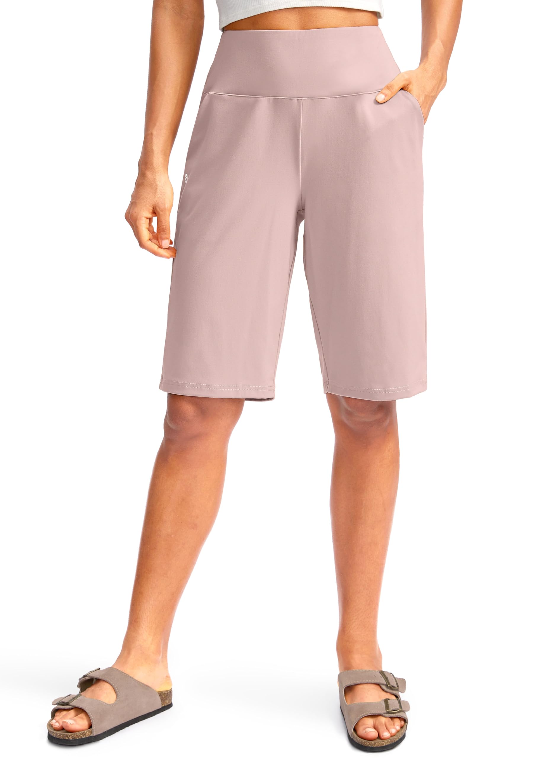 G Gradual Women's 12" Bermuda Long Shorts with Pockets High Waisted Stretch Knee Length Shorts for Women Summer Walking