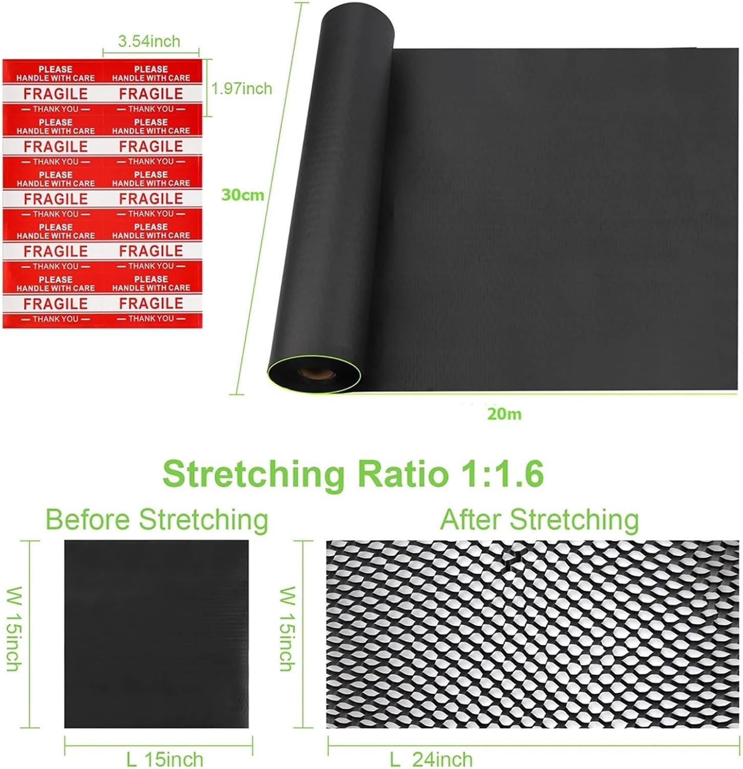 Papier ochronny do opakowań Czarne rolki papieru o strukturze plastra miodu w opakowaniach z papieru pakowego nadają się do sztuki, rzemiosła i prezentów(50CM*30m)