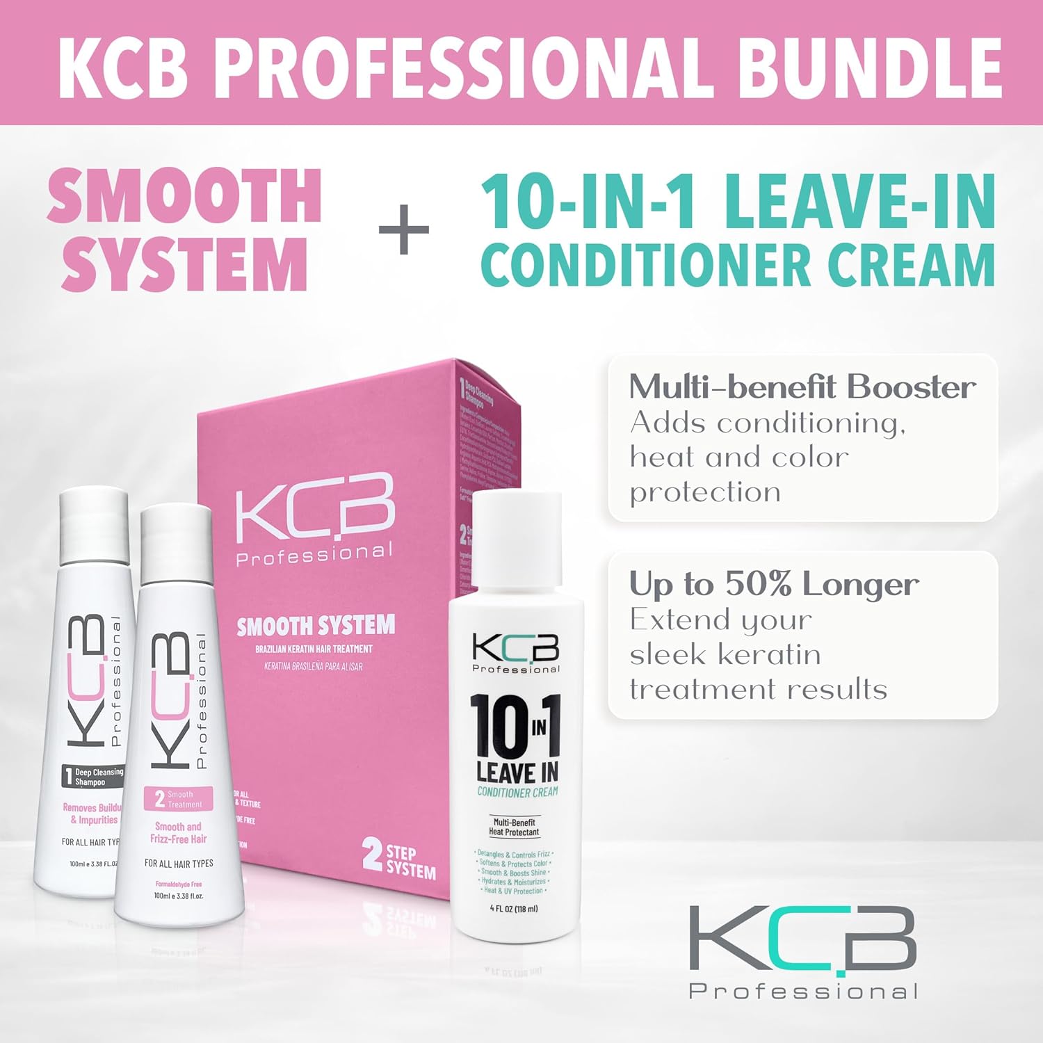 Smooth System Hair Treatment plus 10 in 1 Leave-in Conditioner Cream Heat Protectant Bundle that Smooths, Conditions, Detangles, Strengthens, and Reduces Frizz, All Hair Types