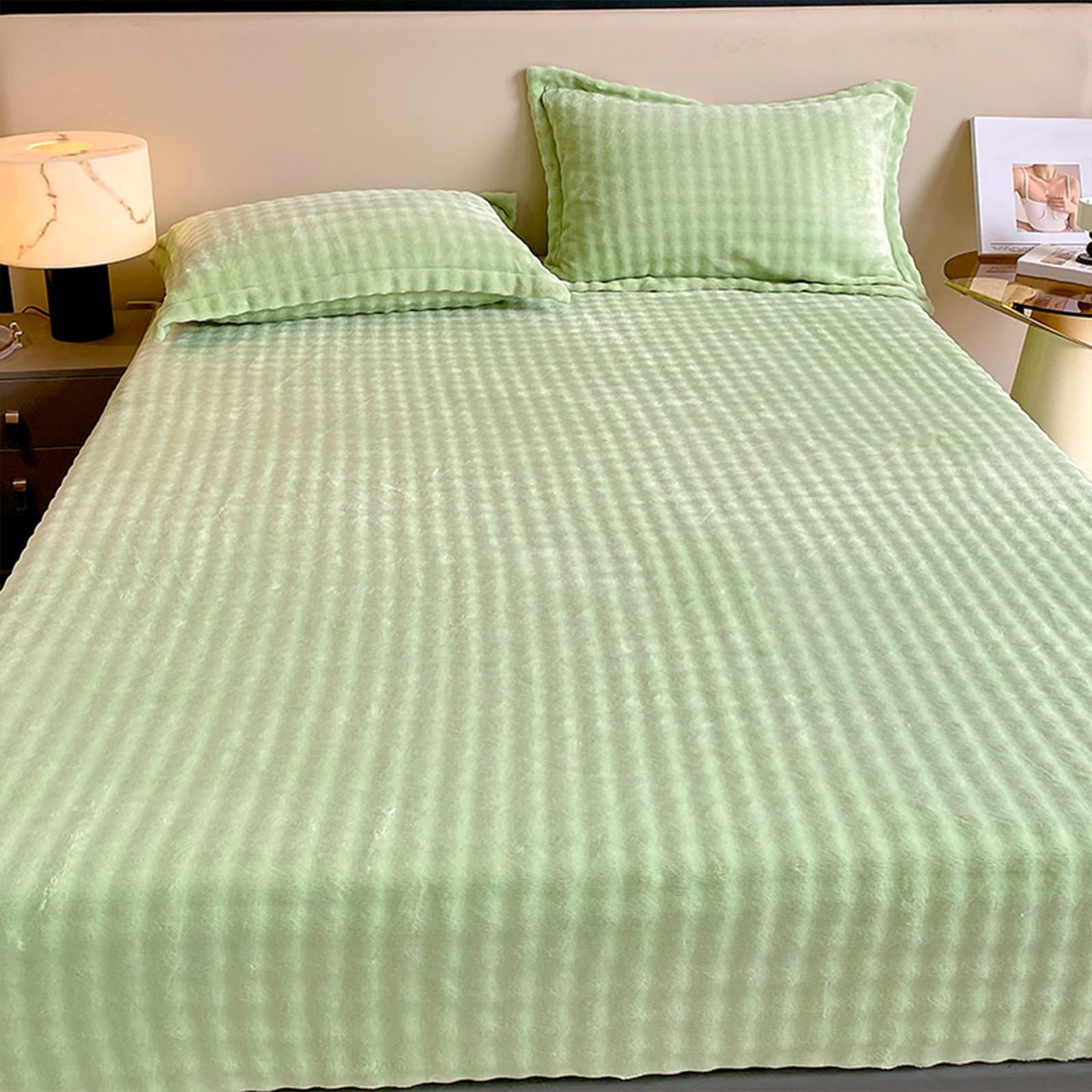 Drap Housse Flanelle 180x200 Rose Lit King Size