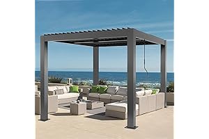 10ft x 10ft Outdoor Louvered Pergola Mirador with Adjustable Roof