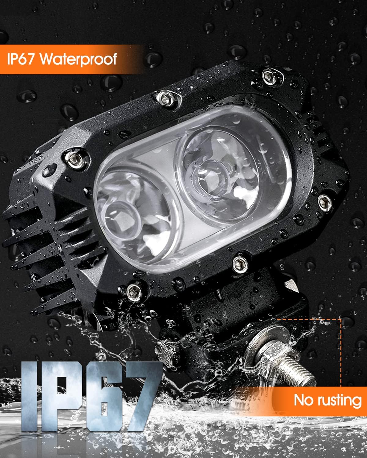 UNI-SHINE 2pcs 4 Inch LED Pod Lights, Off-Road Flood & Driving Cube Lights for Motorcycle, Truck, ATV, UTV, SUV, Boat
