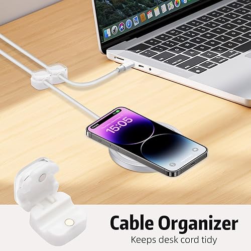 Miniatura 3 de Clips magnéticos para cables, paquete de 6 soportes adhesivos para cables, organizador de cables de carga USB, soporte de almacenamiento para el