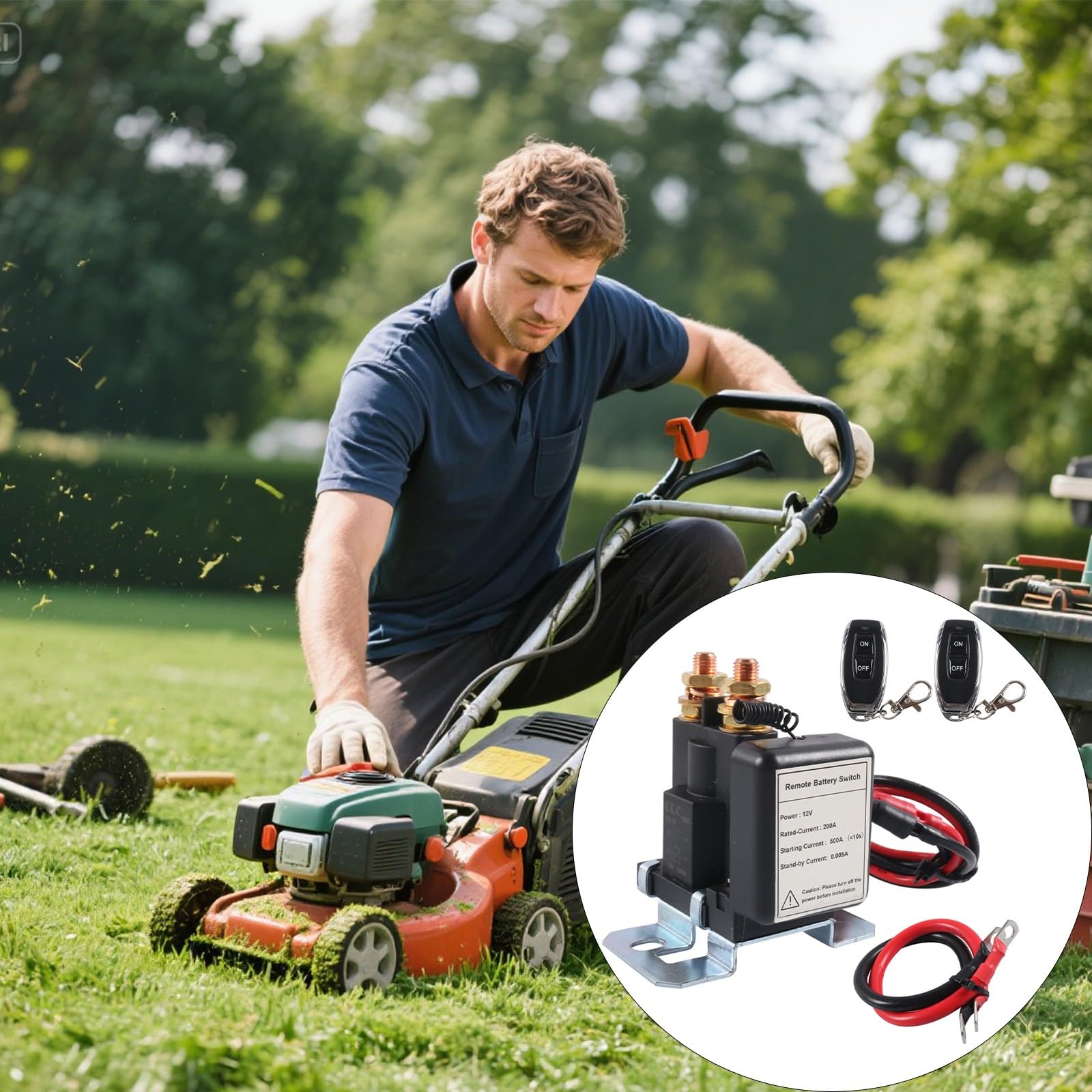 Juego de interruptores remotos con batería de 12 V para cortacésped con tecnología de bobina magnética para mejorar la durabilidad y fácil instalación. Interruptor de cortacésped a prueba de