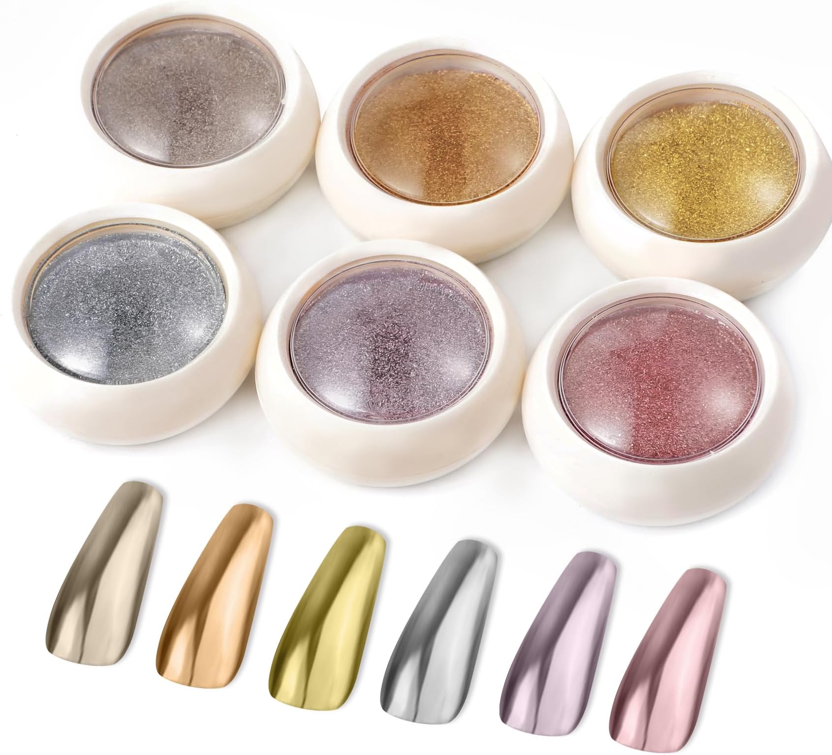 MAYCHAOChrome Nail Powder, Metallic Nail Art Pigment Powder, Shiny Nail Glitter Powder with Magic Mirror Effect for Nail Art Design Decoration (Elegant)