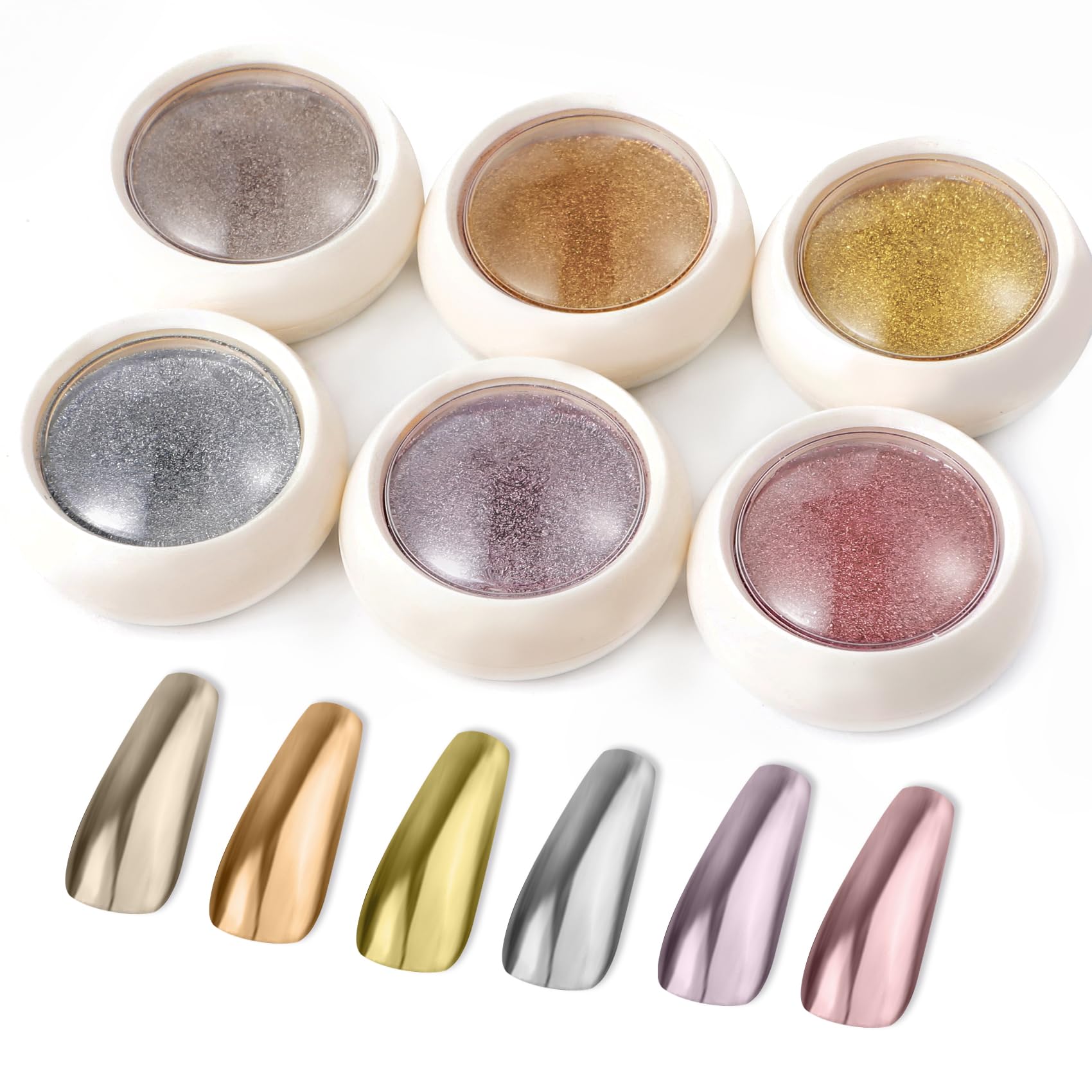 MAYCHAOChrome Nail Powder, Metallic Nail Art Pigment Powder, Shiny Nail Glitter Powder with Magic Mirror Effect for Nail Art Design Decoration (Elegant)