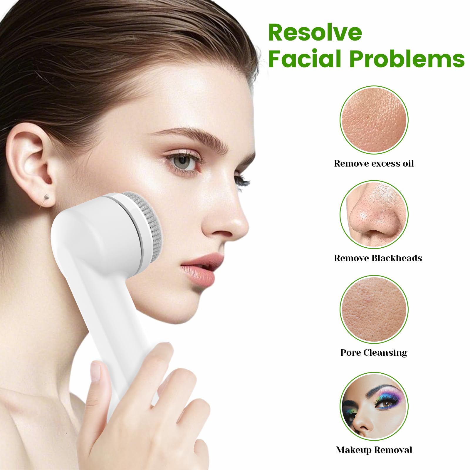 Facial Cleansing Brush, Electric Face Brush Exfoliator with 3 Heads - Image 2