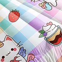 Vista 90 de CVHOUSE Juego de ropa de cama con diseño de panda, juego de edredón individual con panda y 2 fundas de almohada, lindo juego de colcha kawaii