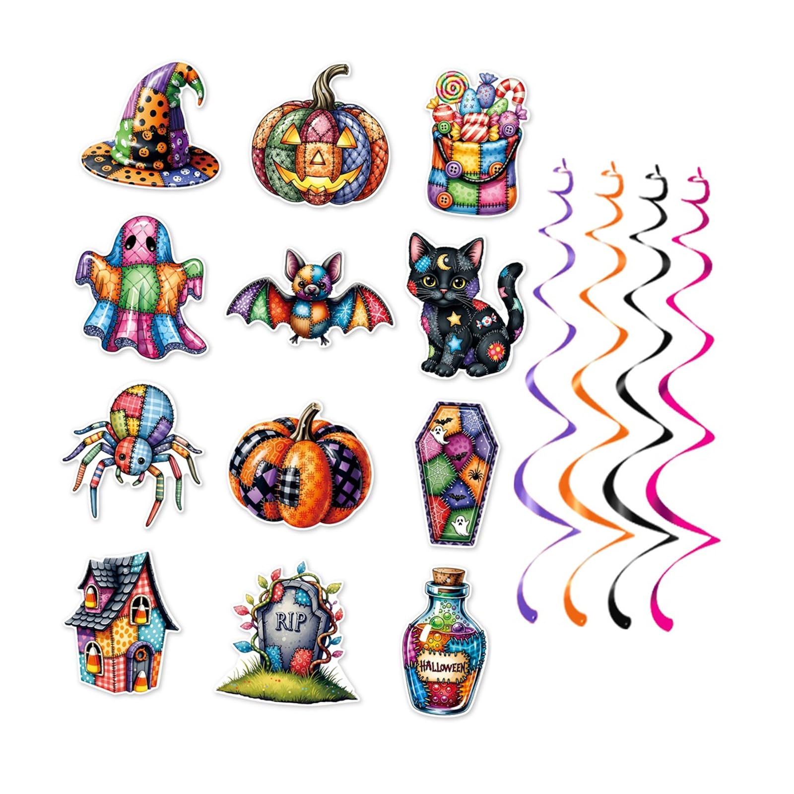 Zxfdsfdbnm Halloween Rotating Holiday Decorations 12PCS Double Sided for Celebration Classroom Family Activities Halloween Decor