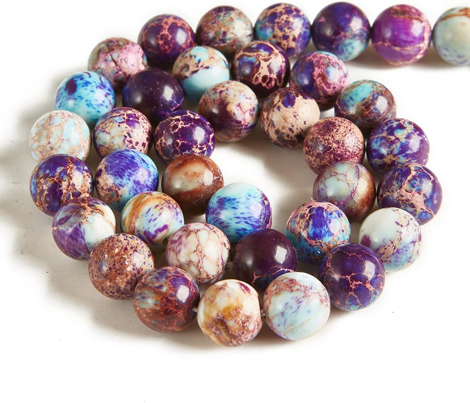 150pcs 8mm Colorful Imperial Jasper Beads Natural Gemstone Beads Round Loose Beads for Jewelry Making