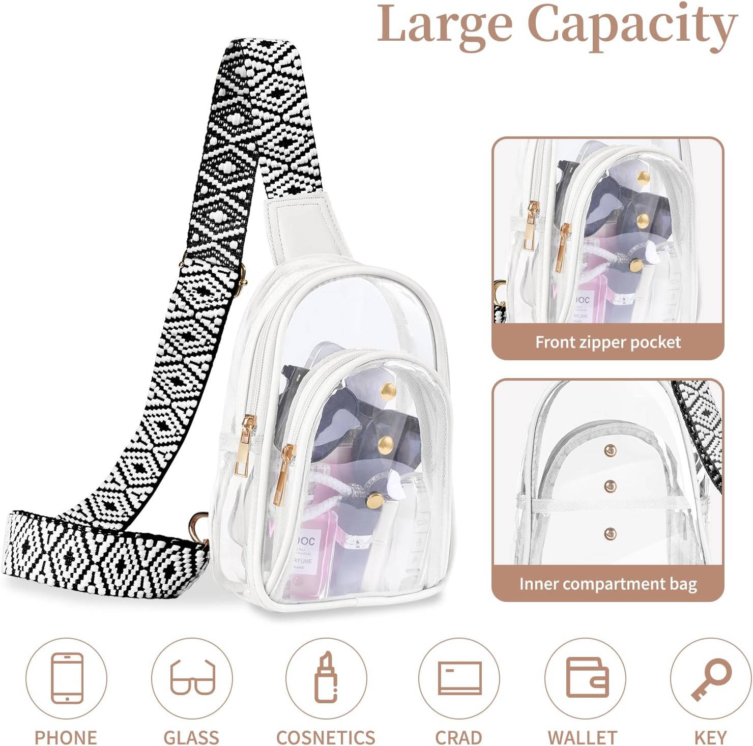 Clear Sling Bag for Stadium Events, Crossbody Bag for Women - Stadium Approved - Image 3