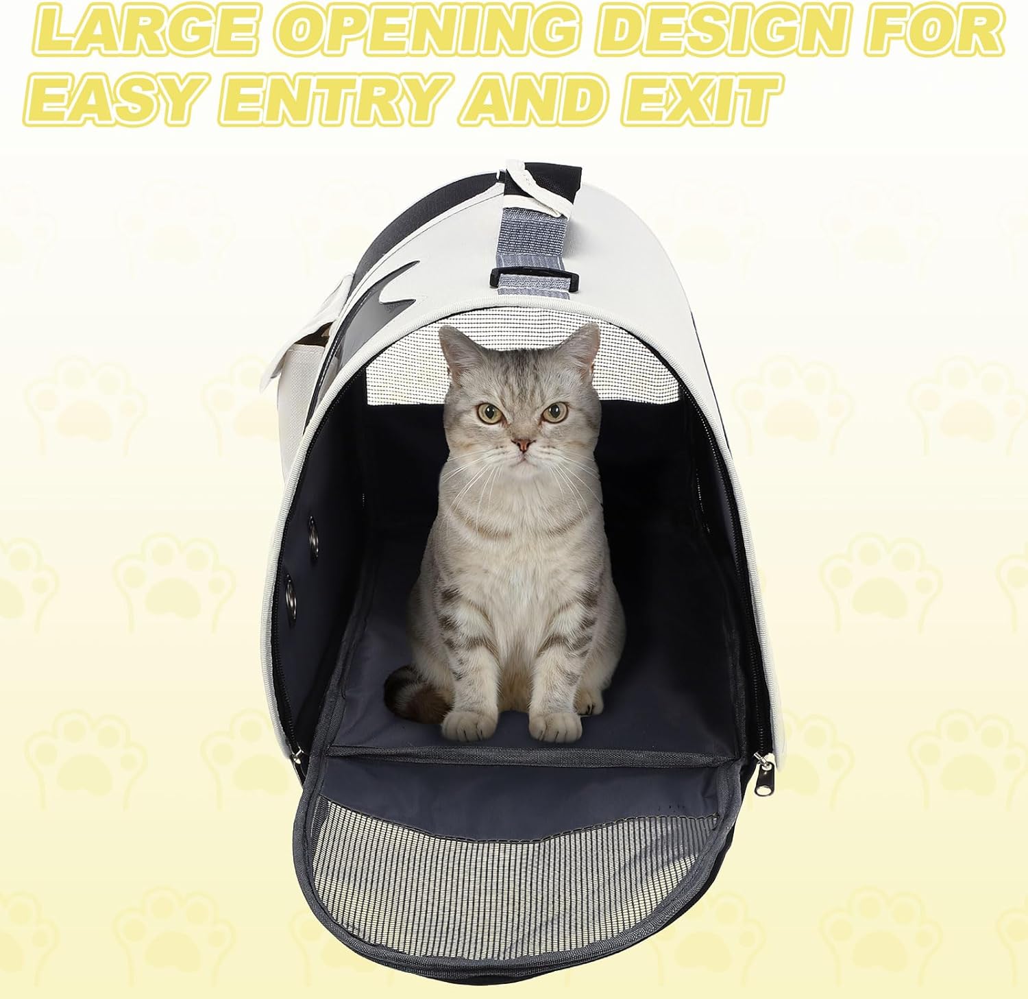 Soft-Sided Cat Carrier, Ventilation Mesh, Travel Pet Carrier Breathable Small Dog Carrying Case Up to 16.5 lbs (Black), Intended for Hiking/Camping/Traveling