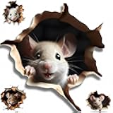 3D Mouse Wall Decal Stickers, Realistic Break Through Design, 4-Pack (Style1)
