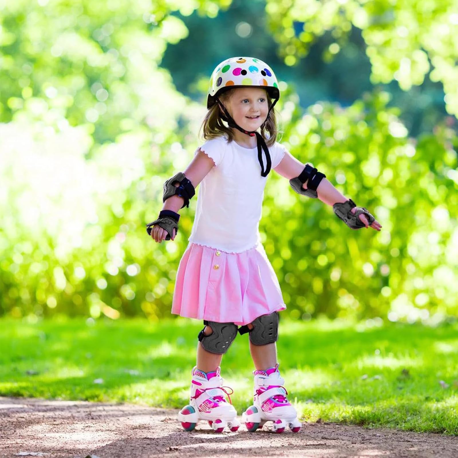 Set Protezioni Pattini Per Bambini - Ginocchiere, Gomitiere E Polsiere, Design Unicorno - Foto 7