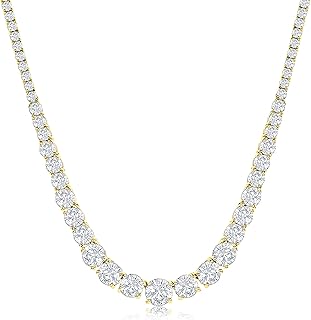Tennis Necklaces for Women – Luxurious Cubic Zirconia Necklace – Graduated Tennis Necklace with Round CZ Stones – Elegant and Refined Tennis Chain for Women – 17-inch