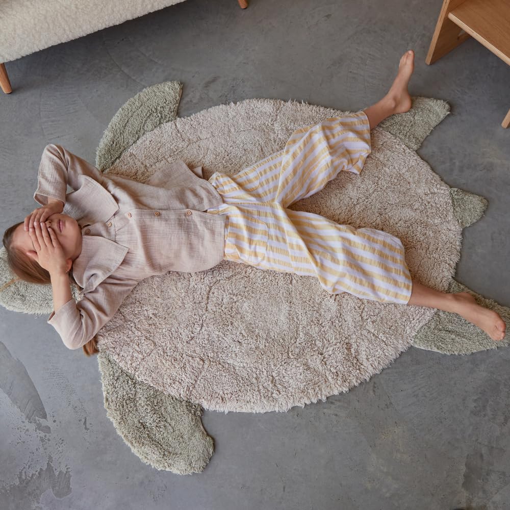 Lorena Canals Alfombra Lavable Tortuga Marina para salón o Dormitorio. Oliva Natural 110x130 cm