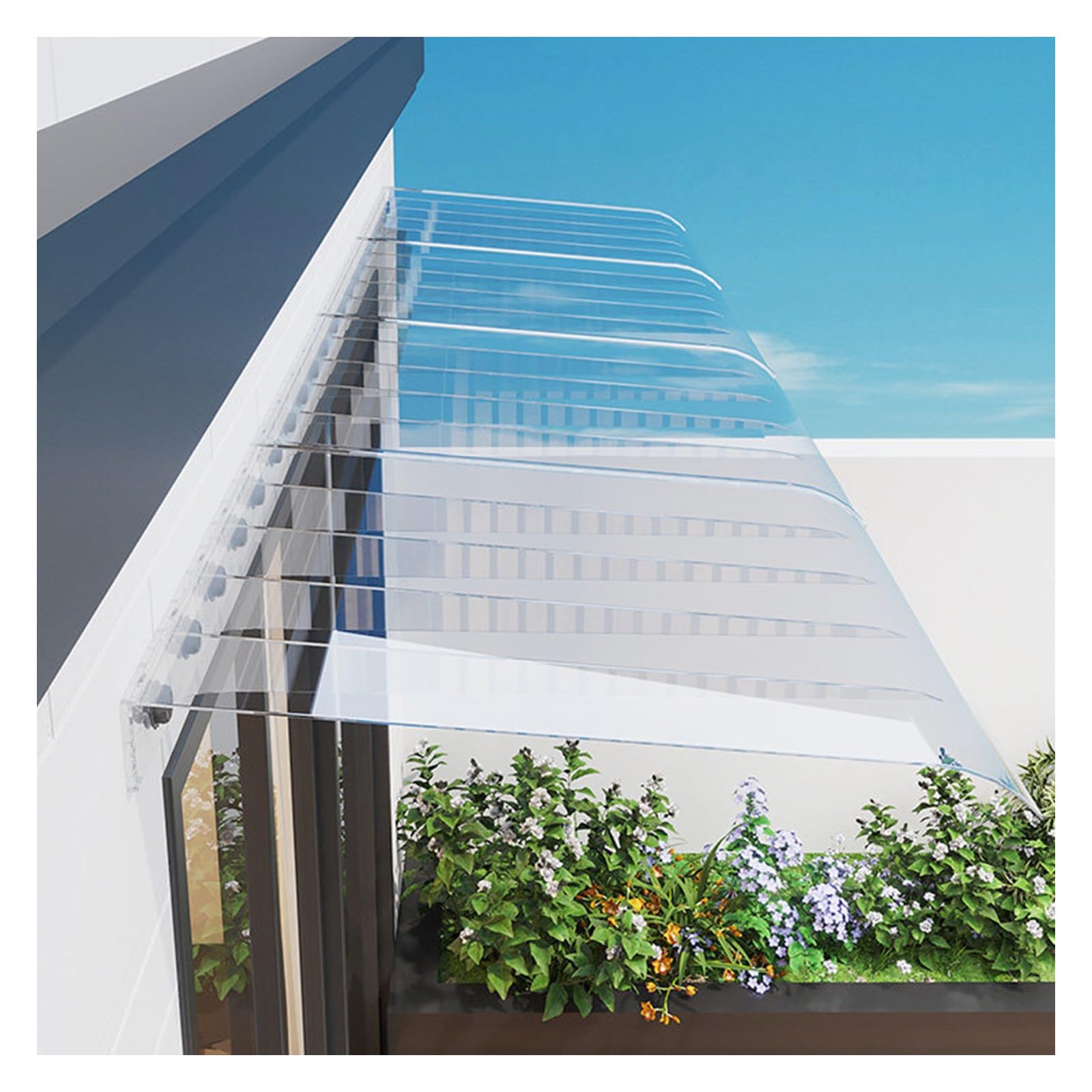 Zhengqian One Color Heavy Duty Outdoor Door Patio Awning Canopy,Polycarbonate Front Door Sun Shetter,Uv Rain Snow Protection Patio Awning Canopy,For Porch Patio Roof Rain Shelter(W45*L80cm/W 17.7*L31.4in)