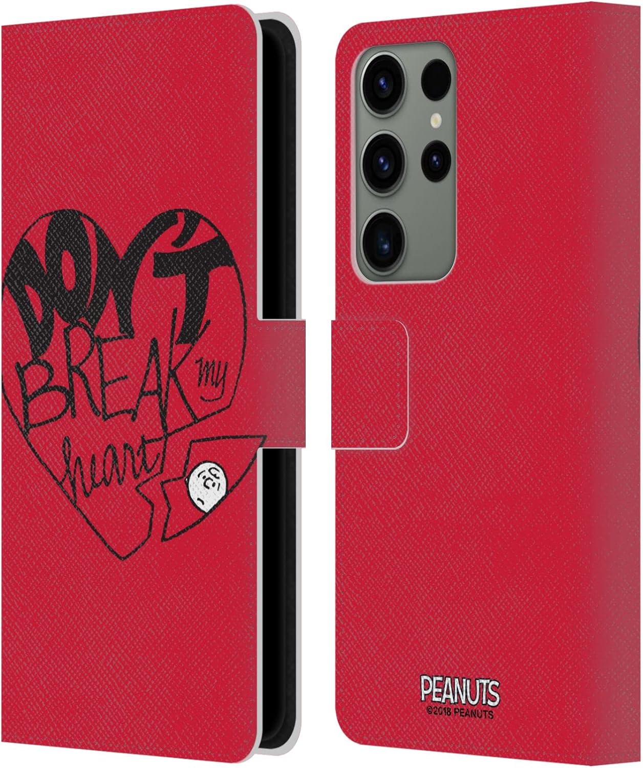 Head Case Designs Officially Licensed Peanuts Don't Break My Heart Sealed with A Kiss Leather Wallet Case Compatible with Samsung Galaxy S23 Ultra 5G