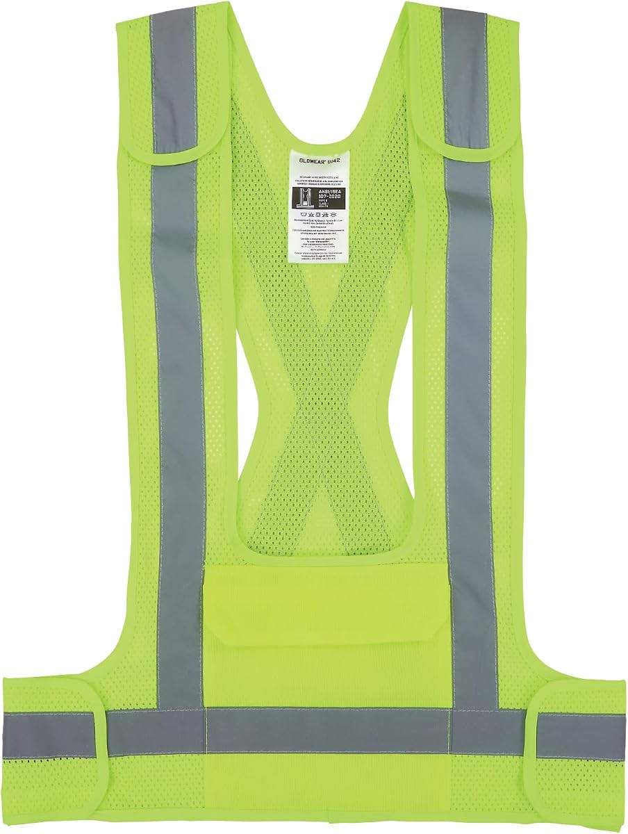 GloWear 8142BA Breakaway Hi Vis Mesh Safety Vest, Type O, Class 1, Front Pocket