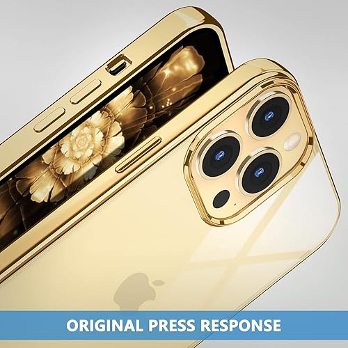 Miniatura 3 de MILPROX Funda transparente compatible con iPhone 13 Pro (2021), cubierta transparente a prueba de golpes con borde de espejo galvanizado para iPhone