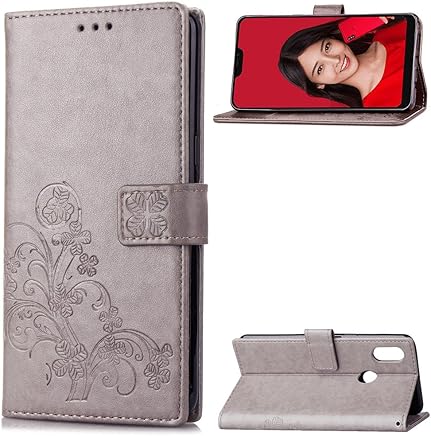 LAGUI Funda Xiaomi Mi A2 Lite, Relieve Dibujo Carcasa de Tipo Libro con Ranuras para Tarjetas de Soporte Horizontal y Solapa con Cierre magn?tico, Gris