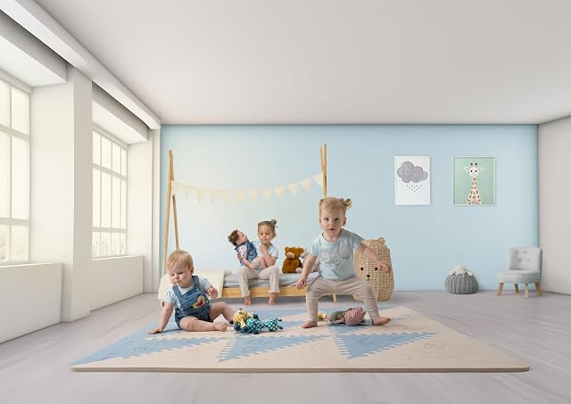Foto 3 de 8 de LuBabymats - Alfombra puzzle infantil para bebés de Foam (EVA), suelo extra acolchado para niños, color azul…