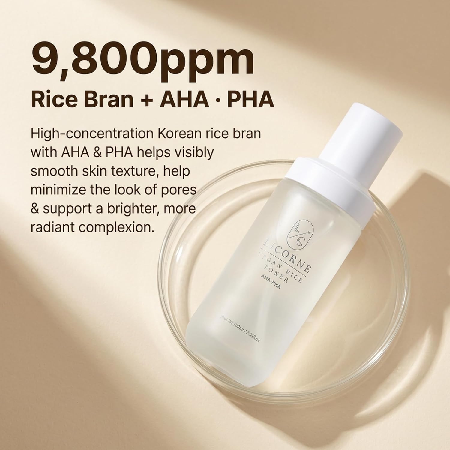 Licorne Vegan Rice Toner Korean Face Toner with Rice Water, Hydrating Milky Toner, K-Beauty Skincare for Smooth, Radiant-Looking Skin, 100ml 3.38 Fl Oz