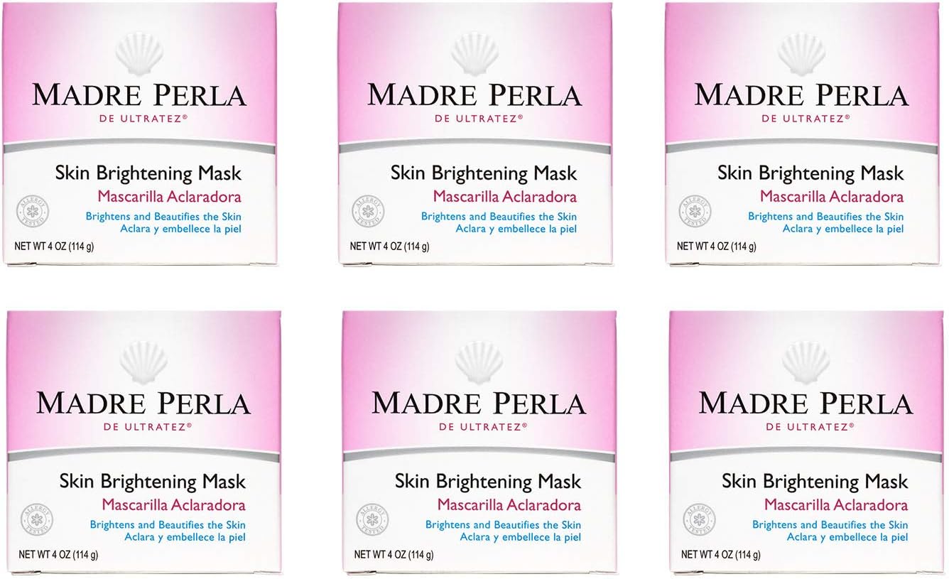 Skin Brightening Mask, No Hydroquinone, Parabens or Artificial Colors, Allergy-Tested, Made in USA 4 OZ (6 Jars)