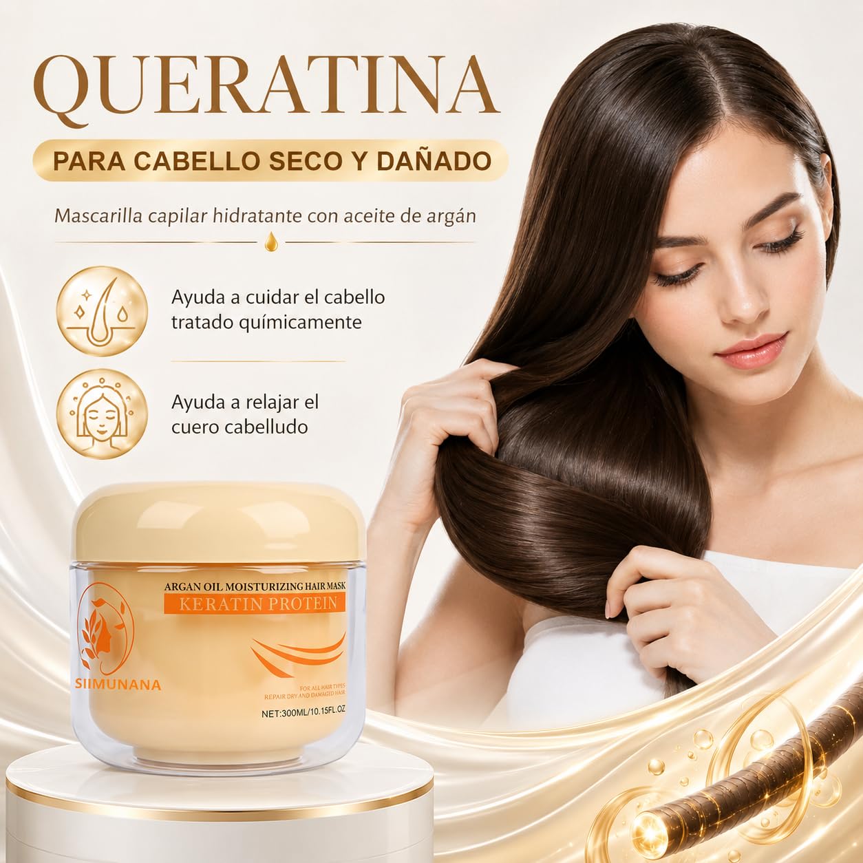 Aomimegel Mascarilla Pelo Original Tratamiento Capilar De Textura Cremosa Para Cabello Encrespado Teñido Y Dañado Mejora La Suavidad Y La Peinabilidad Diaria (2 PCS)