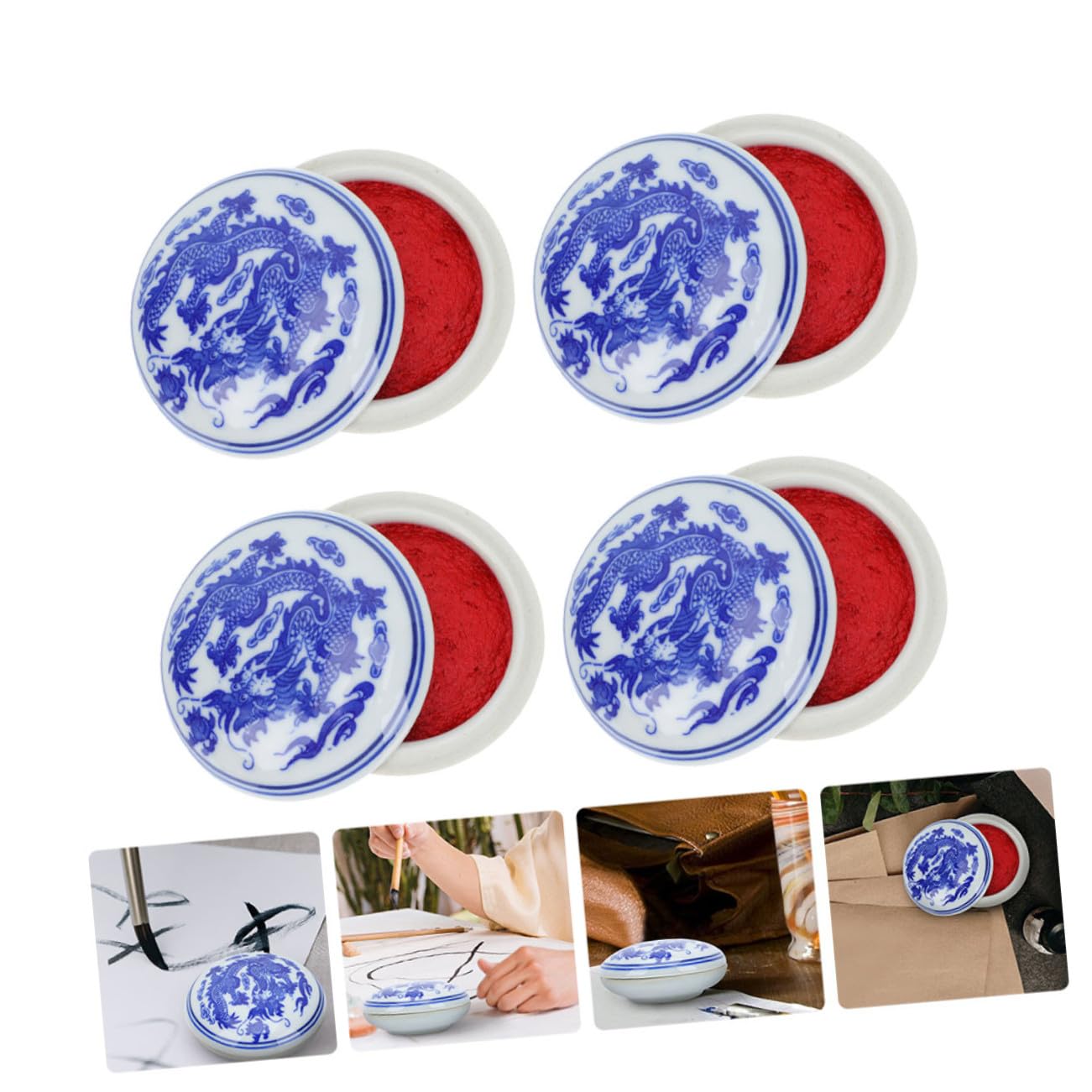 Homoyoyo Tampon Encreur Chinois Portable 6cm pour Calligraphie, 4 Pièces