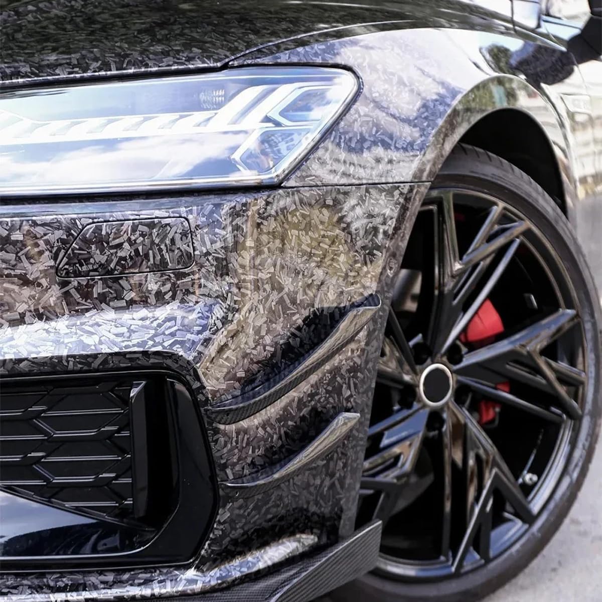 Queenbox 19.6x236.2in Forged Gloss Car Vinyl Wrap, Carbon Fiber Self-Adhesive Auto Decal Sticker for Furniture Motorcycle Bike, Glossy Black