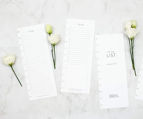 Miniatura 2 de Recargas BetterNote de lista de tareas delgadas para cuadernos con anillos, lista de verificación de medio folio, se adapta a Levenger Circa,
