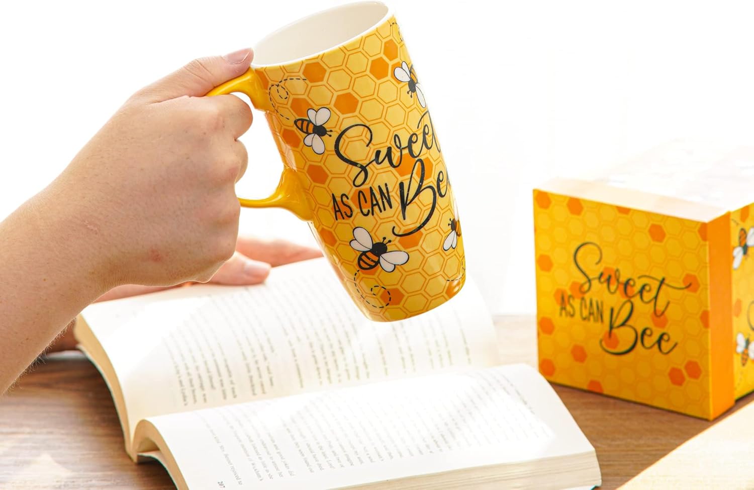 Topadorn 17oz Ceramic Travel Coffee Mug with Sealed Lid Tea Cup with Color Box, Microwave & Dishwasher Safe, Unique Mug for Latte & Hot Chocolate, Holiday Office Gift Her Him, Sweet as Can Bee - Image 8