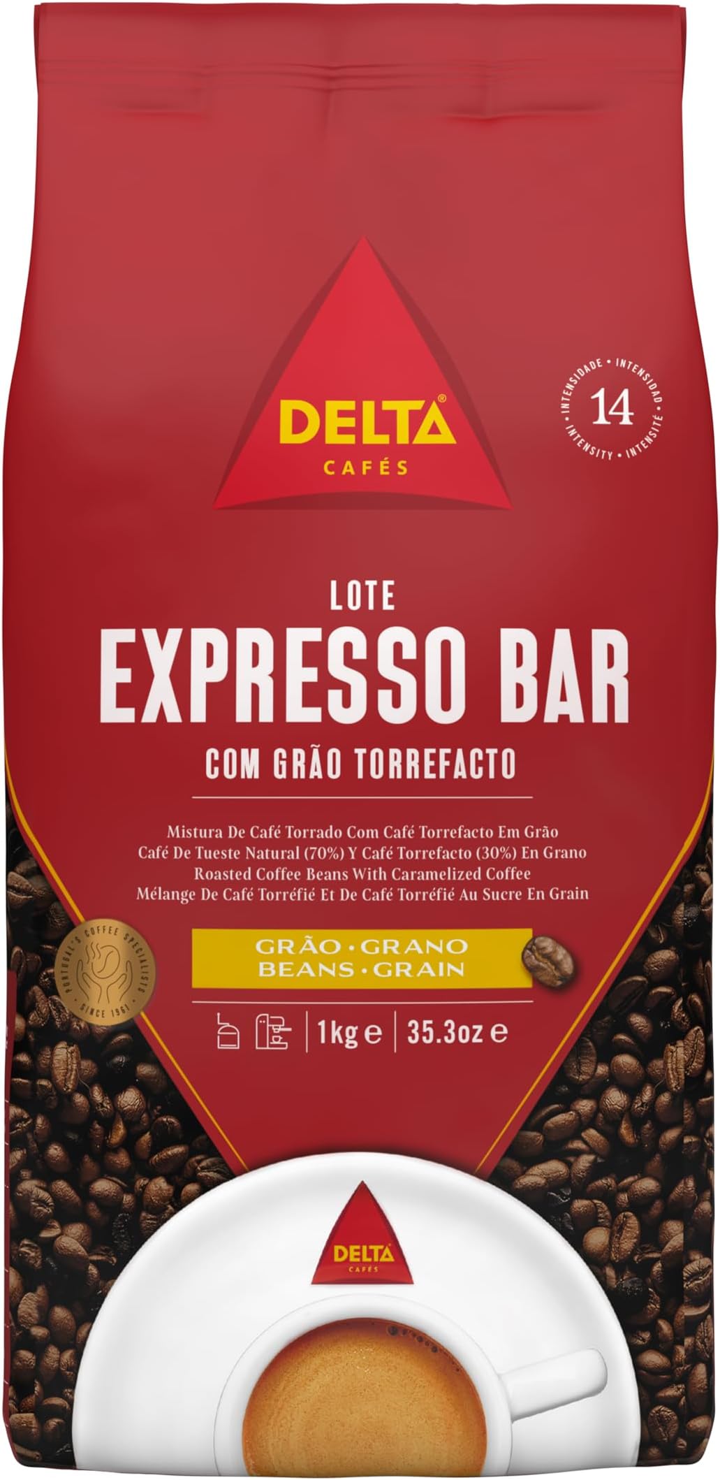 Portuguese Delicious Express Bar Roasted Coffee Beans, Delta, 1Kg