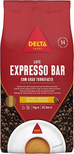 Delta Cafés Espresso Bar Caffè in Grani 1kg – Miscela Arabica e Robusta, Chicchi di Caffè per Espresso, Aroma Intenso e Corpo Equilibrato, Caffè Portoghese