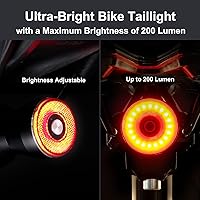 Vista 2 de G Keni Luz trasera inteligente para bicicleta, luces traseras con detección de freno, encendido/apagado automático, impermeable, recargable por USB
