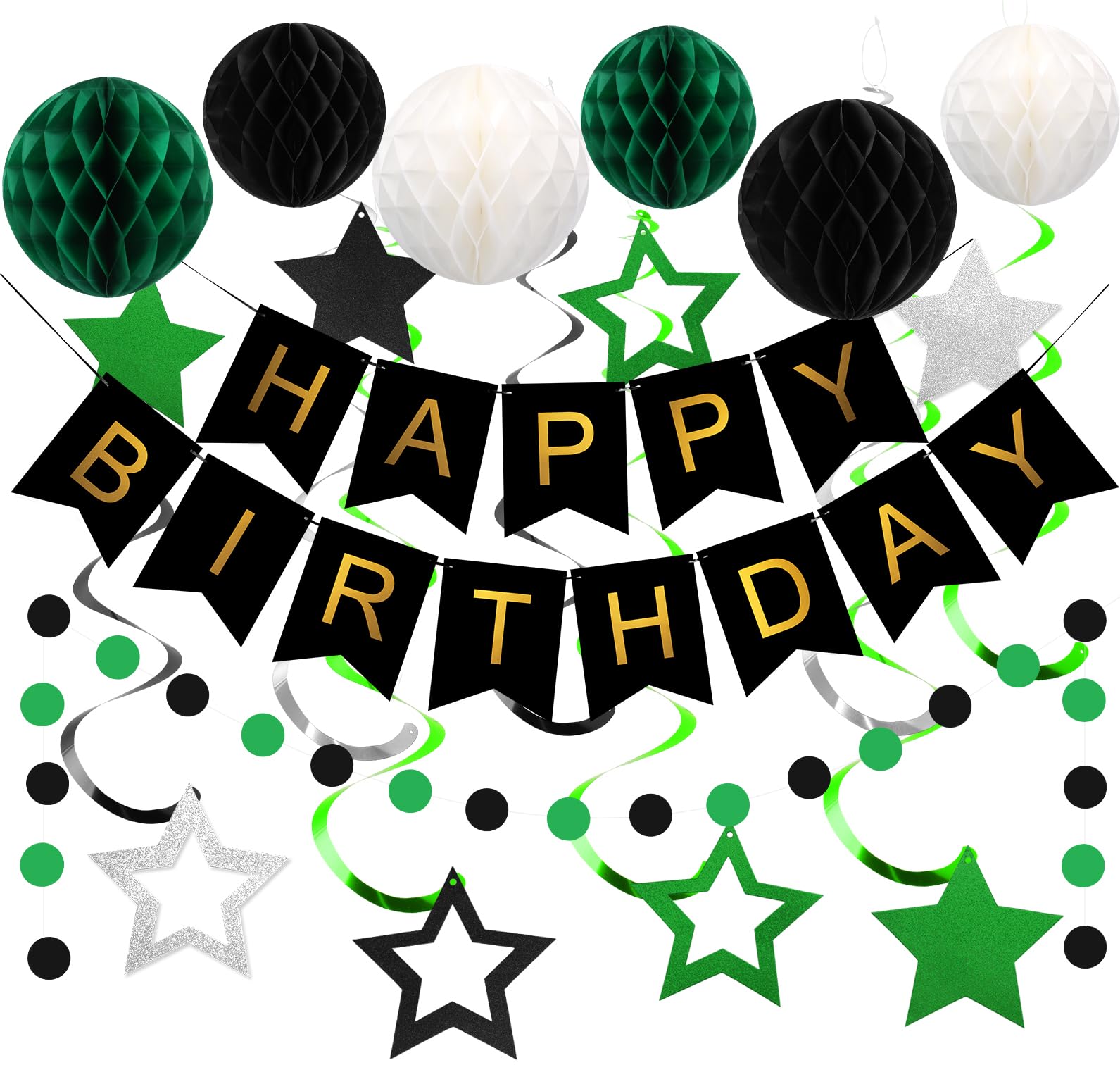 meowtastic Birthday Decorations Happy Birthday Banner with Honeycomb Balls