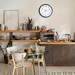 Metal Indoor Outdoor Wall Clock 16IN Black, Retro Silent Quartz Battery Operated, Decorative for Patio, Kitchen, Living Room, Bedroom, Pool