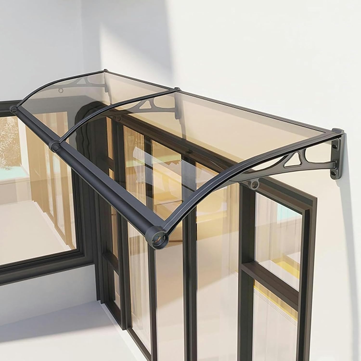 Window Awnings Exterior Front Door Canopy, Awning for Door Entrance Patio Awning, Polycarbonate Awning Canopy for Deck, Porch, UV, Rain Snow Protection Hollow Sheet (Color : Blue, Size : 60x120cm)